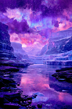 Polarlicht Fantastische Landschaft Mit Fluss Und Sternenhimmel | Fjorde und Gletscher | Landschaften