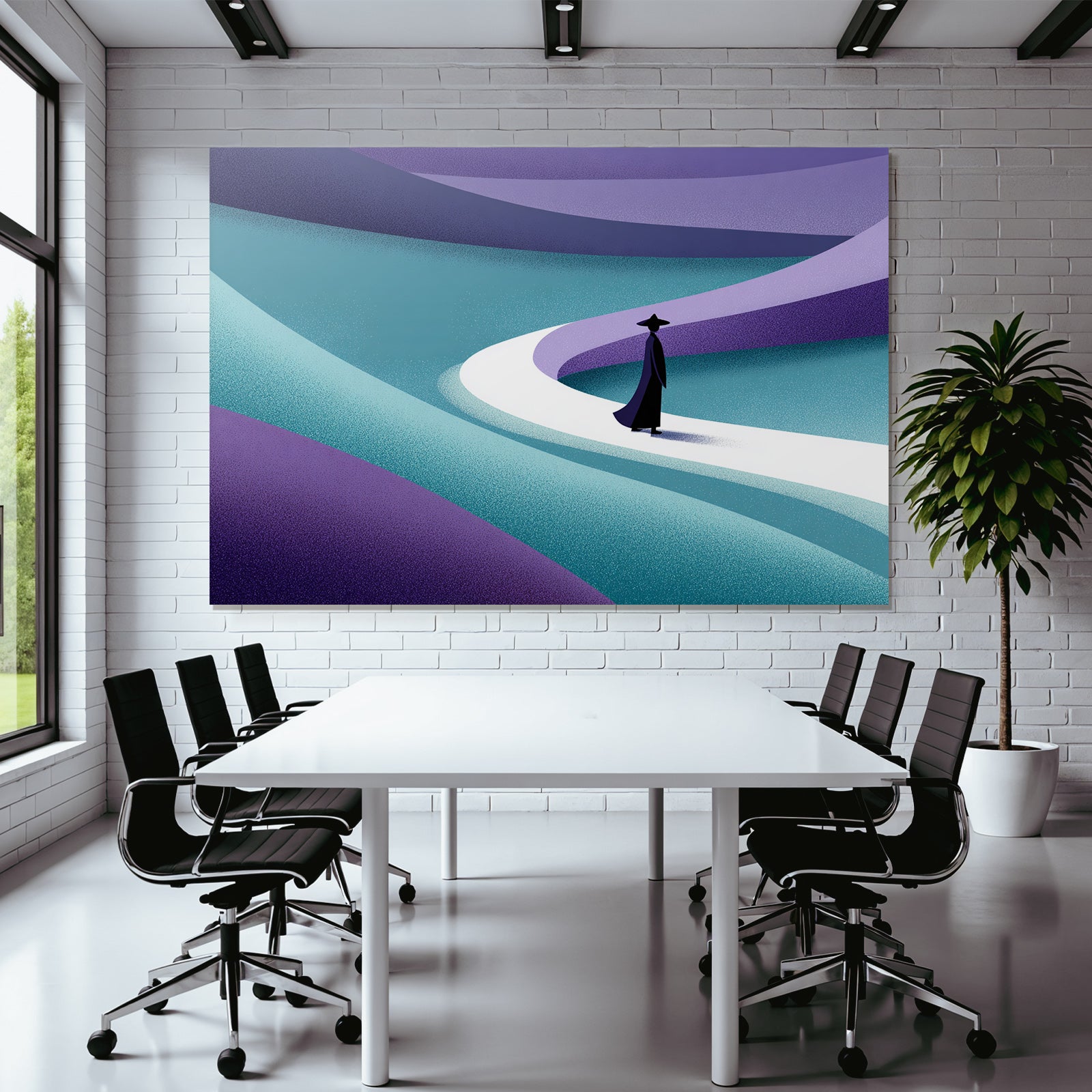 Yoga Meditation Mystische Figuren Auf Gewundener Strasse In Teal Und Purple | Yoga und Meditation | Themen und Hobbys