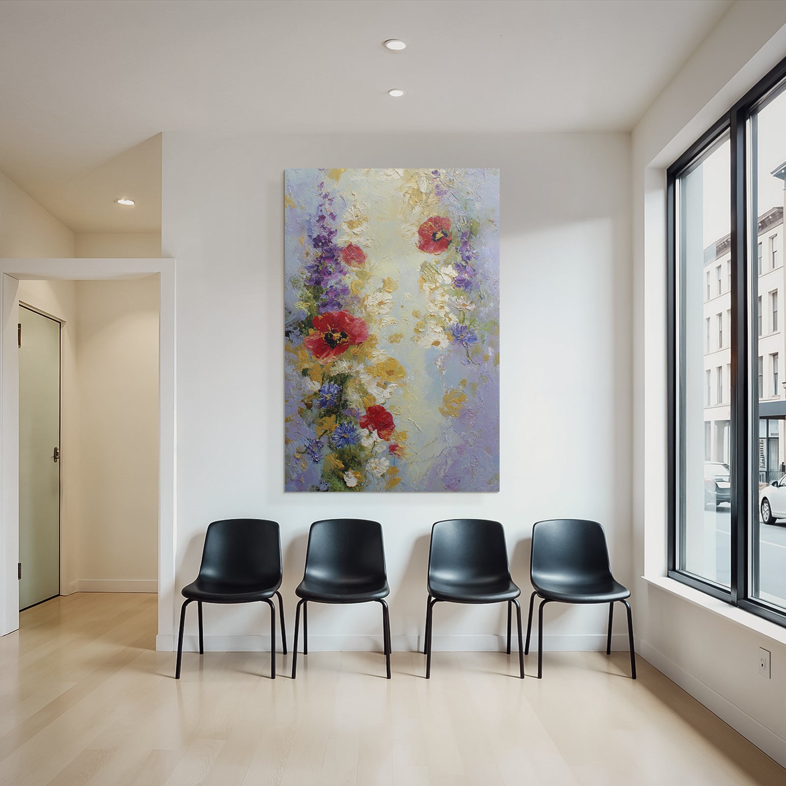 Impressionistisches Florales Gemälde Mit Mohn Und Gänseblümchen