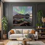 Polarlicht Natürliche Landschaft Mit Aurora Borealis Und Reflexionen | Fjorde und Gletscher | Landschaften