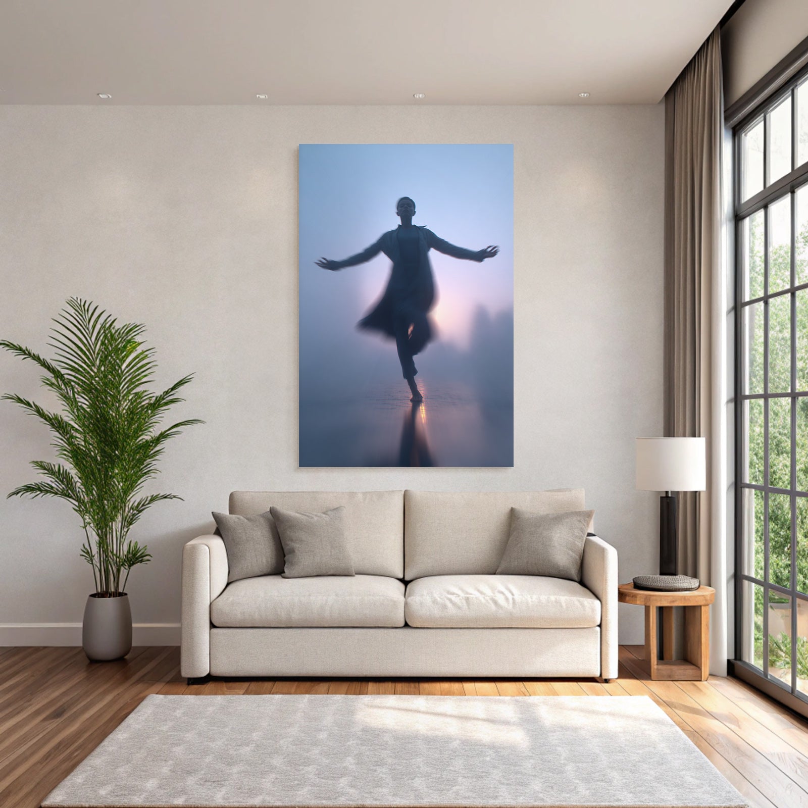 Yoga Meditation Tanzende Figur In Nebliger Umgebung Etherale Schönheit Und Tranquilität | Yoga und Meditation | Themen und Hobbys