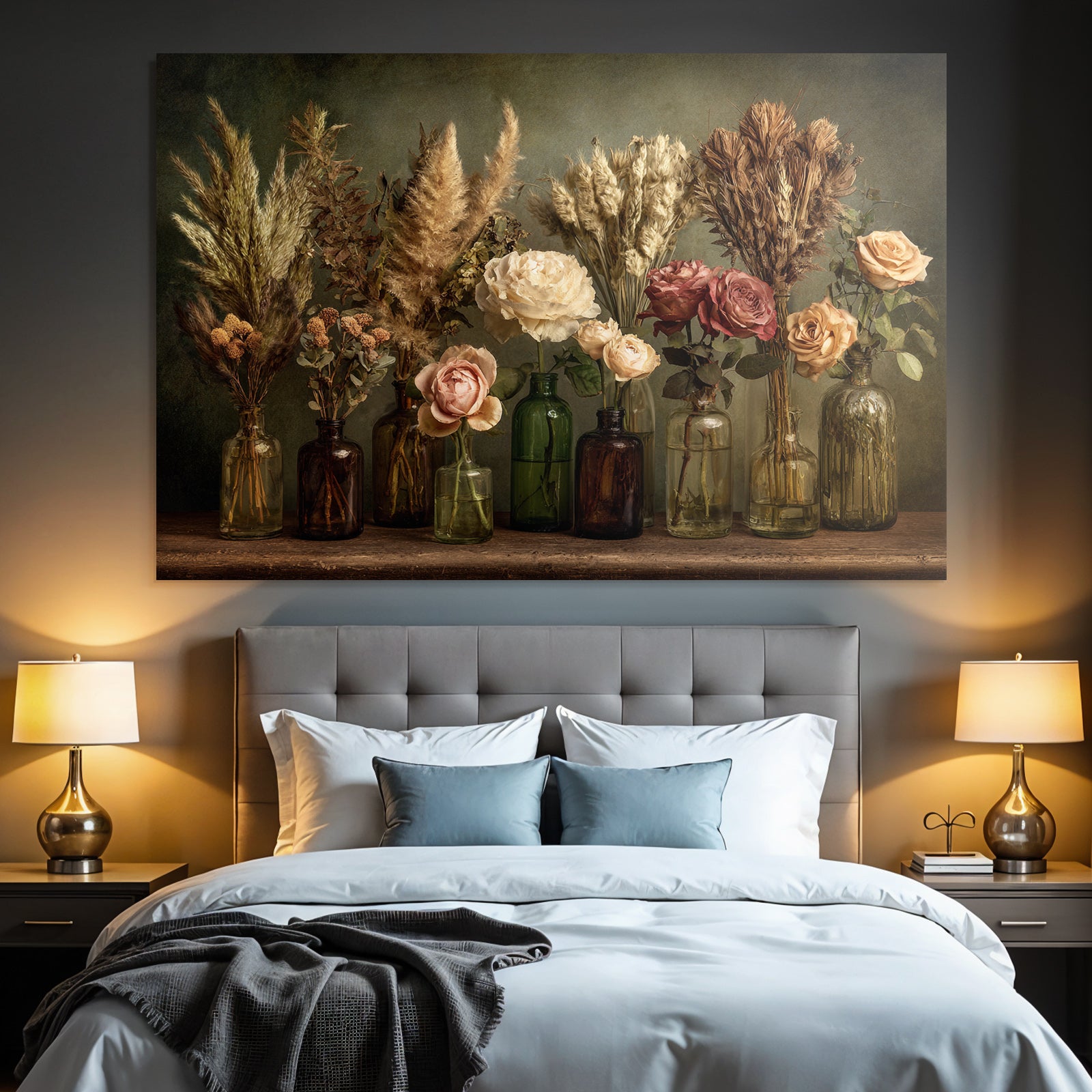 Trocken Retro Flowers Getrocknete In Glassflaschen Künstliche Deko Rustikal