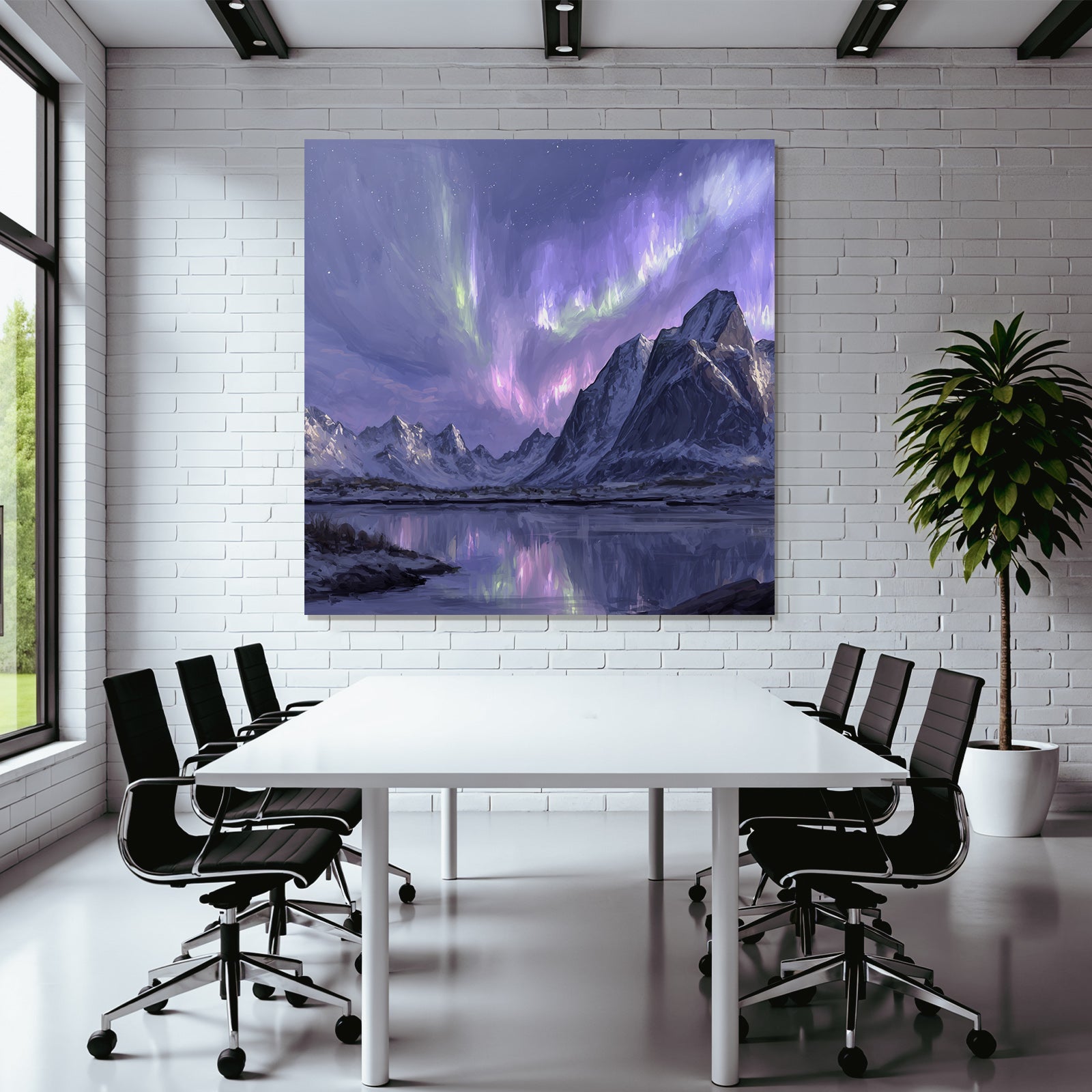 Polarlicht Ruhige Landschaft Mit Aurora Borealis Und Reflektion In Wasser | Fjorde und Gletscher | Landschaften