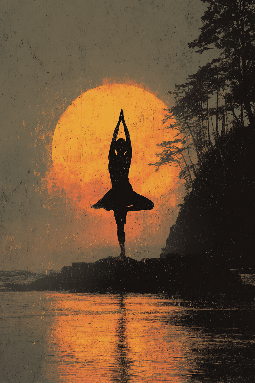 Yoga Meditation Yoga Pose Im Sonnenuntergang Reflexion Im Wasser Serene Atmosphäre | Yoga und Meditation | Themen und Hobbys