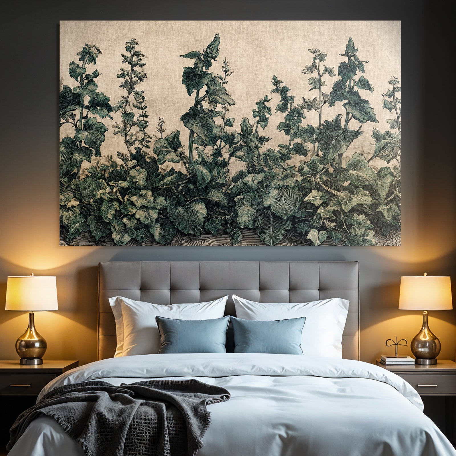 Stilisierte Botanische Pflanzenillustration Mit Texturiertem Hintergrund