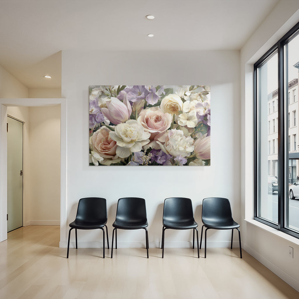 Gesteck Tulpen Und Rosen In Pastellfarben