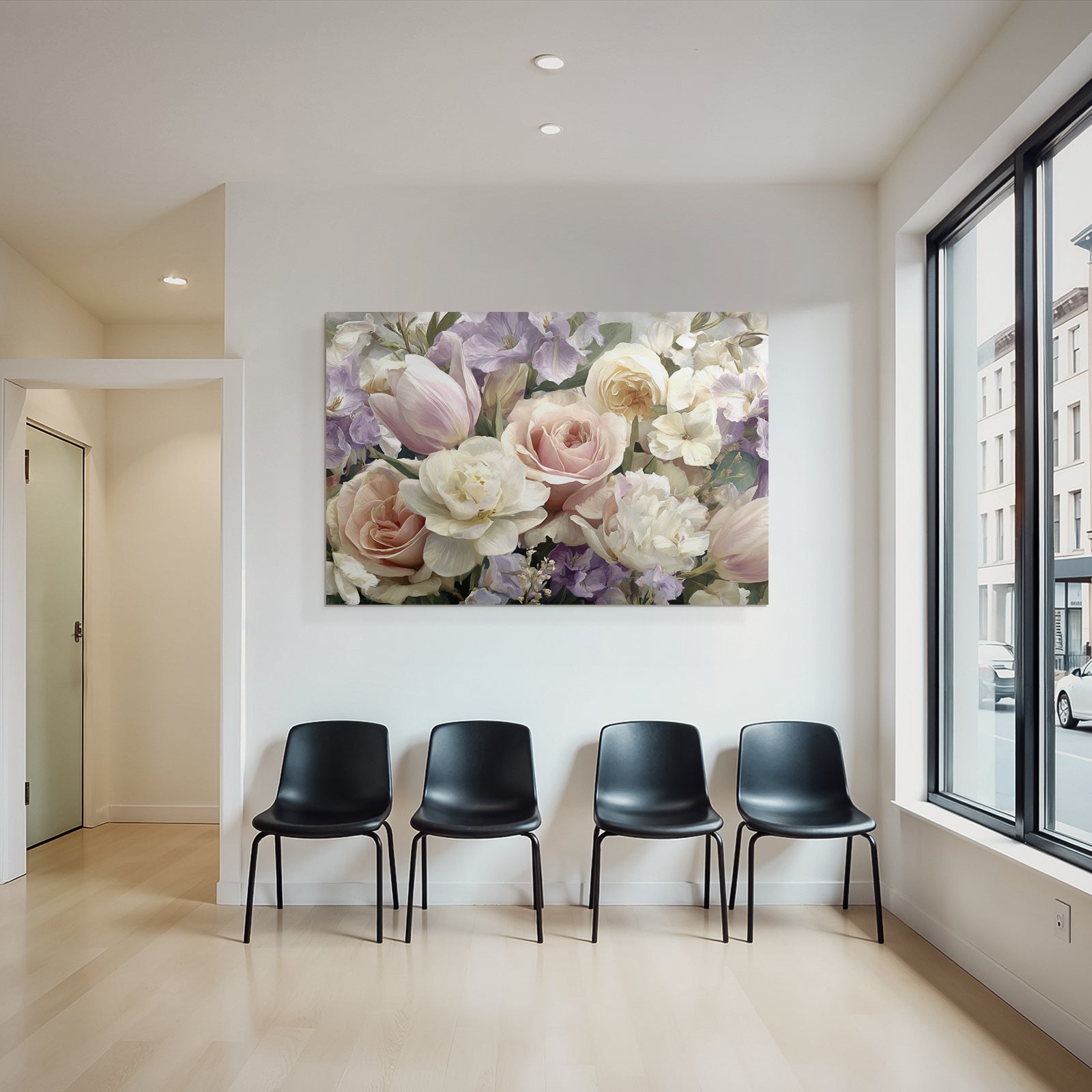 Gesteck Tulpen Und Rosen In Pastellfarben