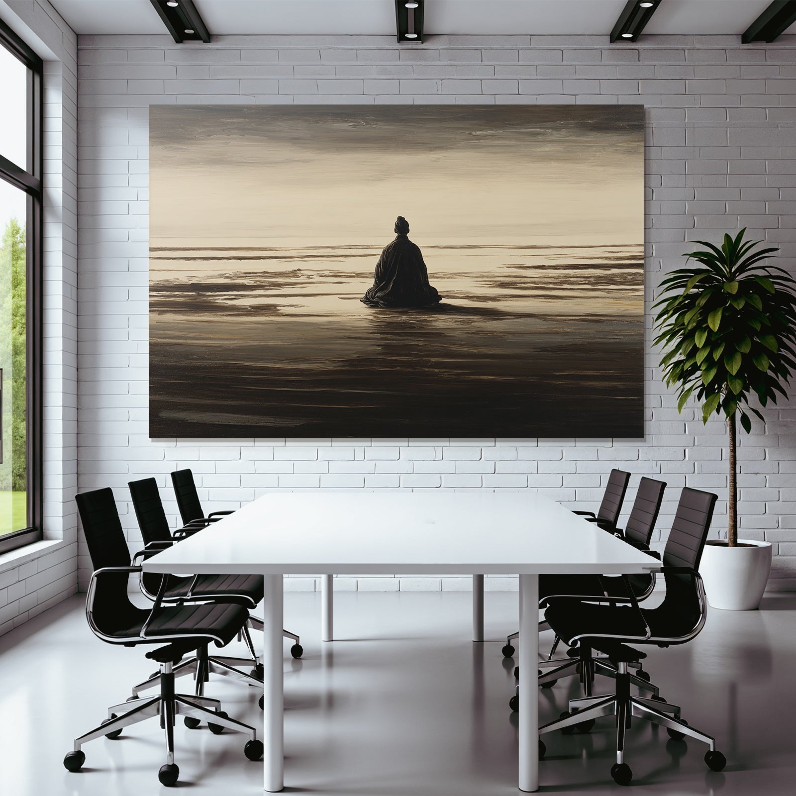 Yoga Meditation Figura Sitzend Am Ufer In Natur Reflexion Selbstbetrachtung | Yoga und Meditation | Themen und Hobbys