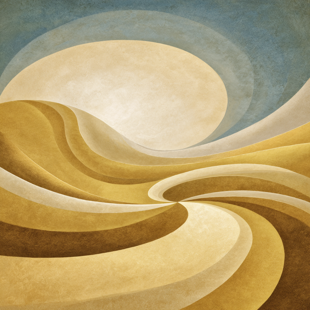 Yoga Meditation Abstrakte Landscape Gold Und Creme Mit Sonne | Yoga und Meditation | Themen und Hobbys