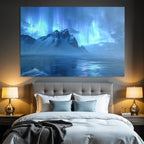 Polarlicht Atemberaubende Landschaft Mit Auroren Und Bergblick | Fjorde und Gletscher | Landschaften