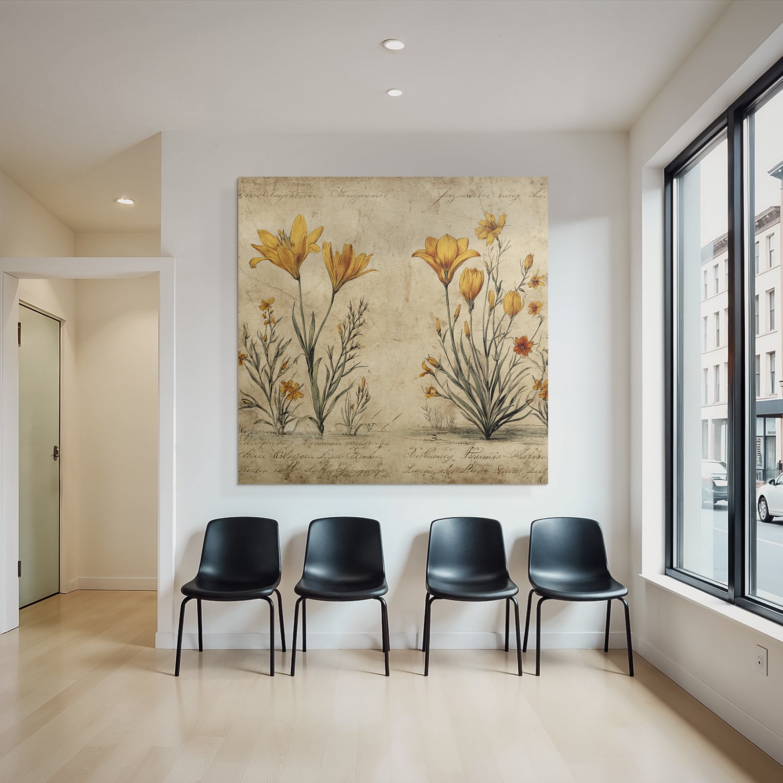Botanische Illustration Gelbe Auf Altem Hintergrund
