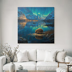 Polarlicht Hedgehog Landschaft Nordlichter Schneebedeckte Berge Wasser Reflexionen | Fjorde und Gletscher | Landschaften