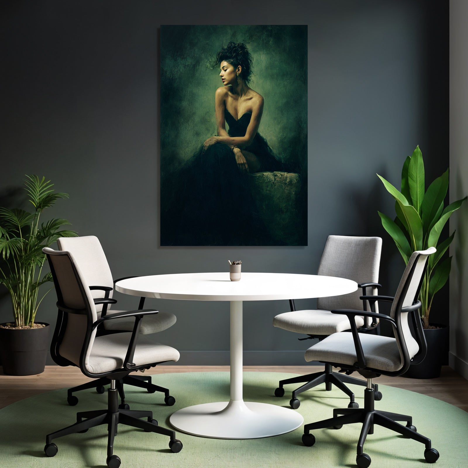 Dunkles Kleid Sitzende Frau Moody Atmosphäre | Aktkunst und Sinnlichkeit | Menschen und Emotionen