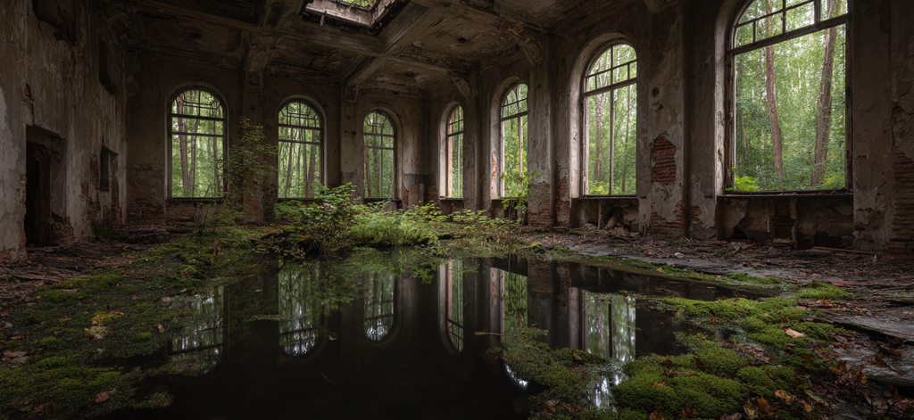 Verlassene Innenansicht Mit Natur Reclamation Und Vegetation | Lost Places | Architektur