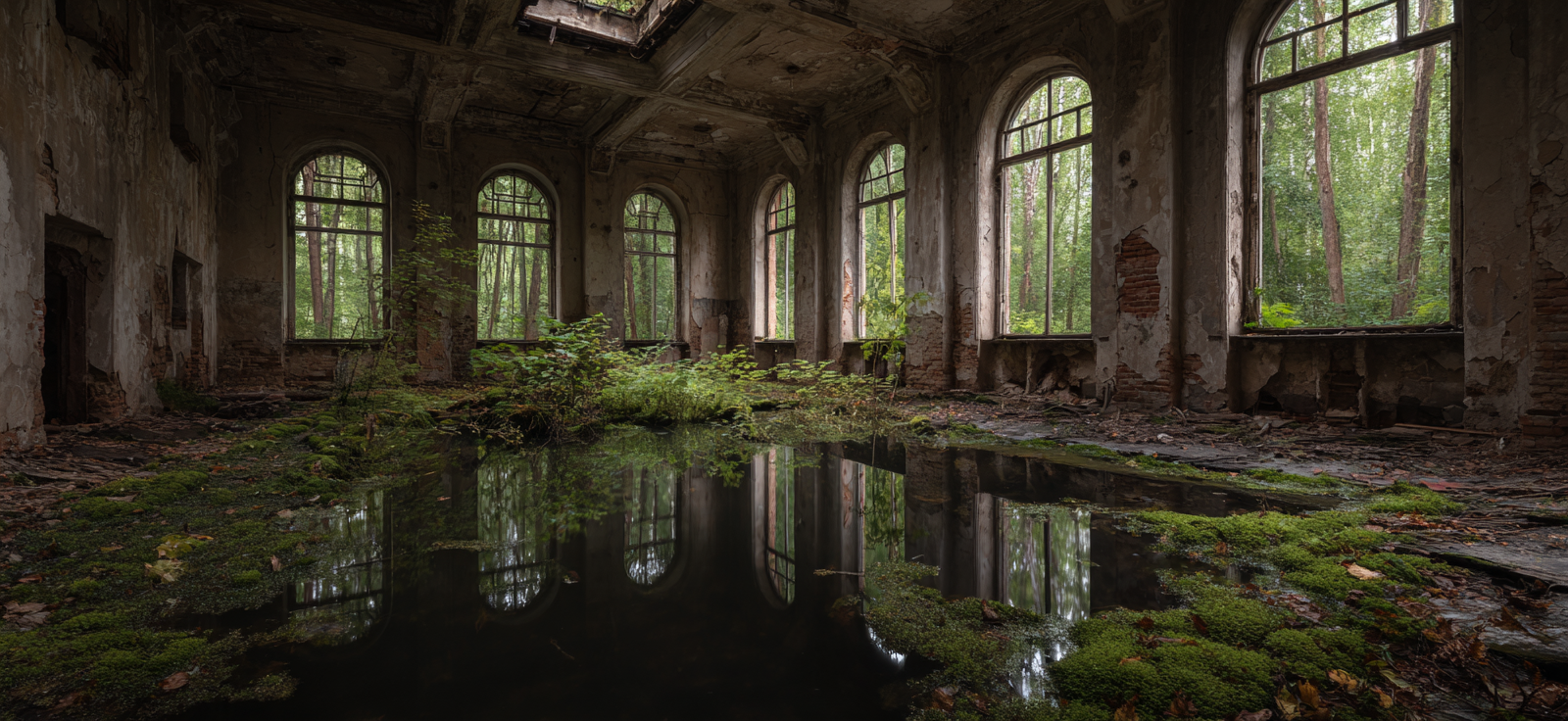 Verlassene Innenansicht Mit Natur Reclamation Und Vegetation | Lost Places | Architektur
