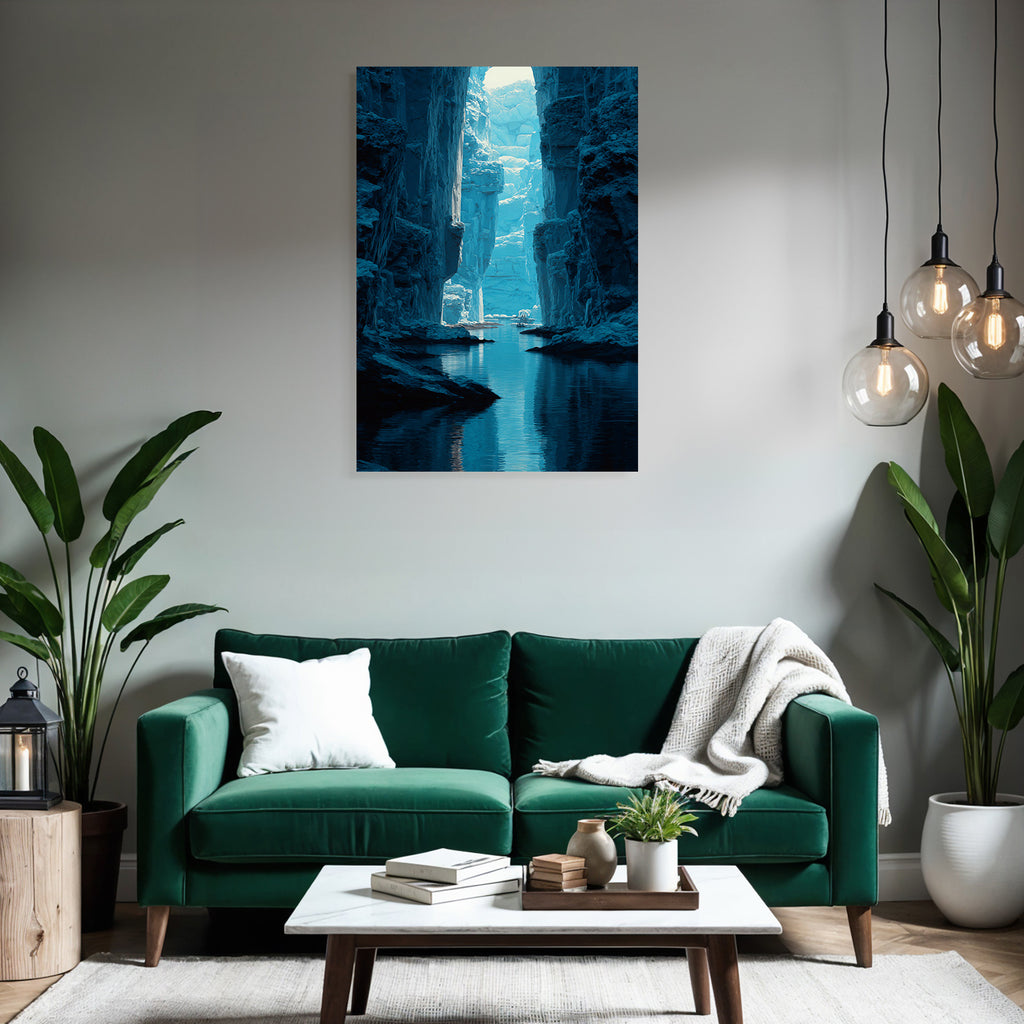 Polarlicht Fantastische Landschaft Narrow River Tower Cliffs Icy Reflections | Fjorde und Gletscher | Landschaften