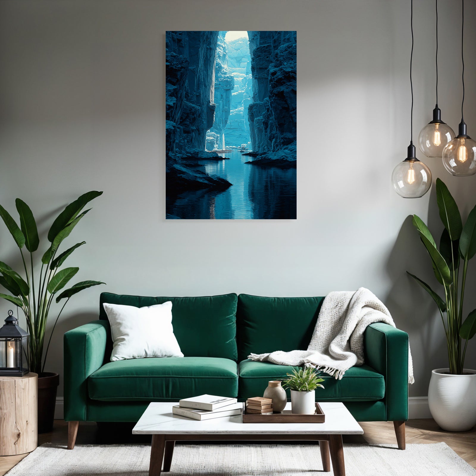 Polarlicht Fantastische Landschaft Narrow River Tower Cliffs Icy Reflections | Fjorde und Gletscher | Landschaften