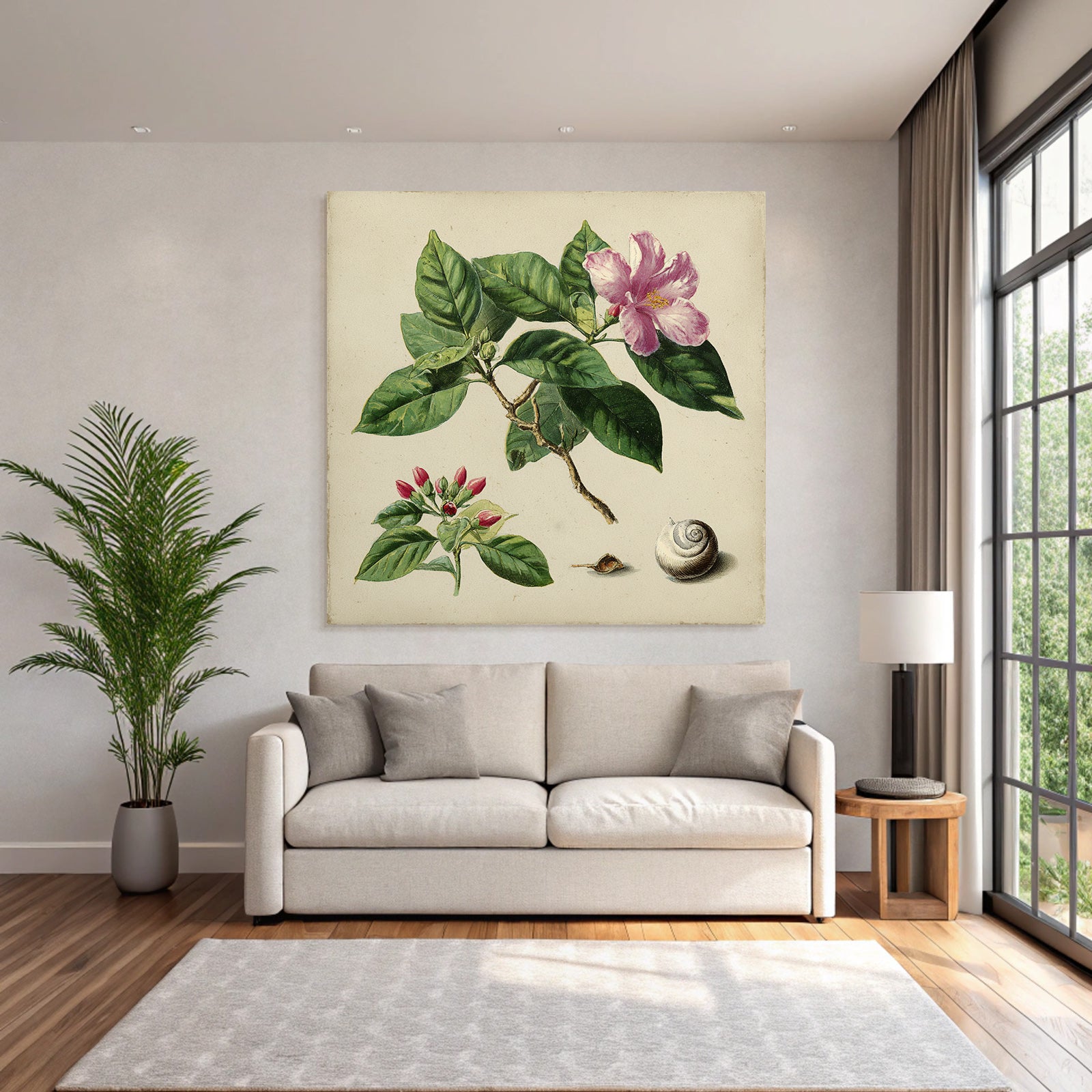 Rosa Blüte Mit Grossen Grünen Blättern Kleinen Blüten Und Schnecken