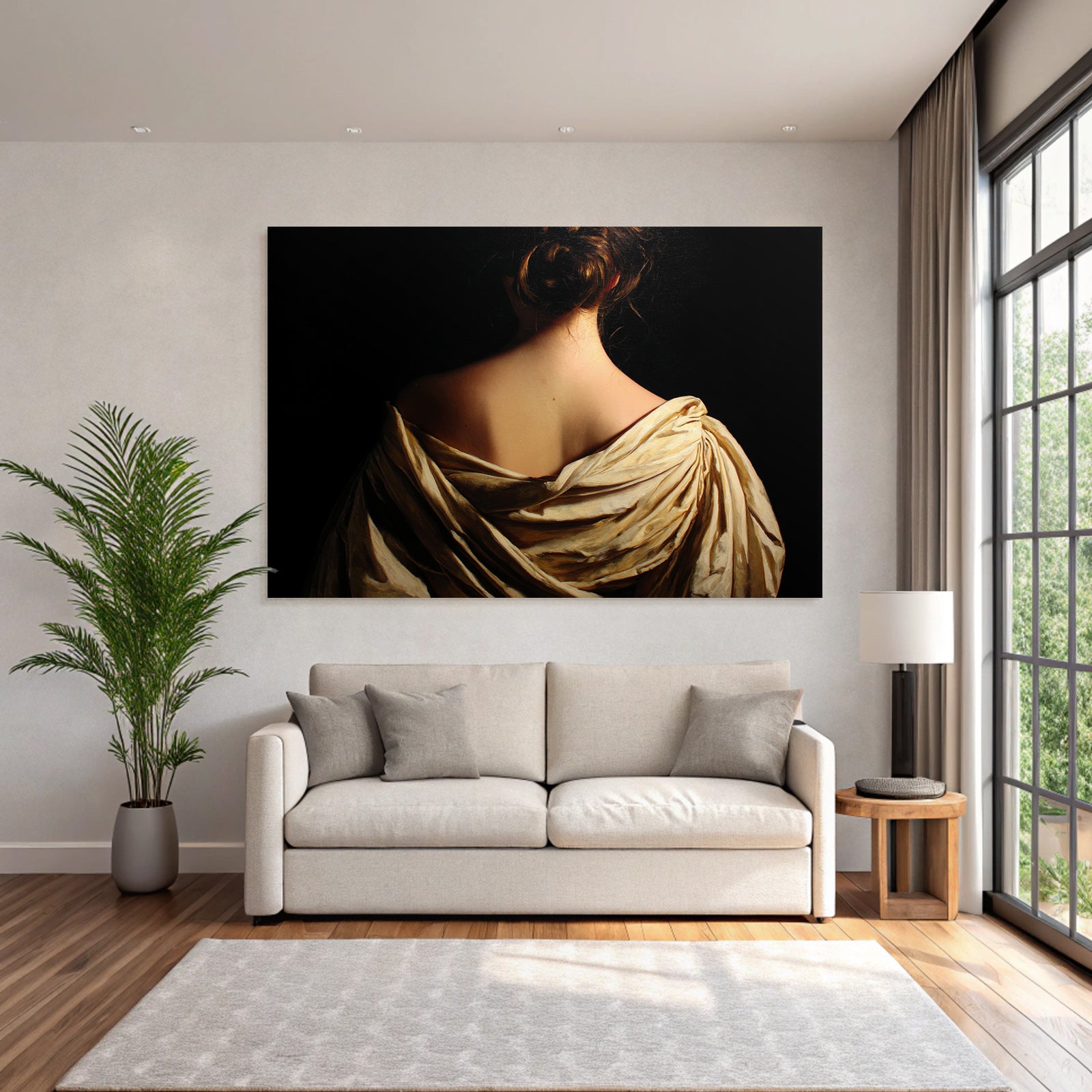 Elegante Rückenansicht Mit Flouwendem Gewand Gemalt | Aktkunst und Sinnlichkeit | Menschen und Emotionen