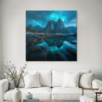 Polarlicht Dramatische Landlandschaft Mit Bergen Reflection Twilight Stimmung | Fjorde und Gletscher | Landschaften