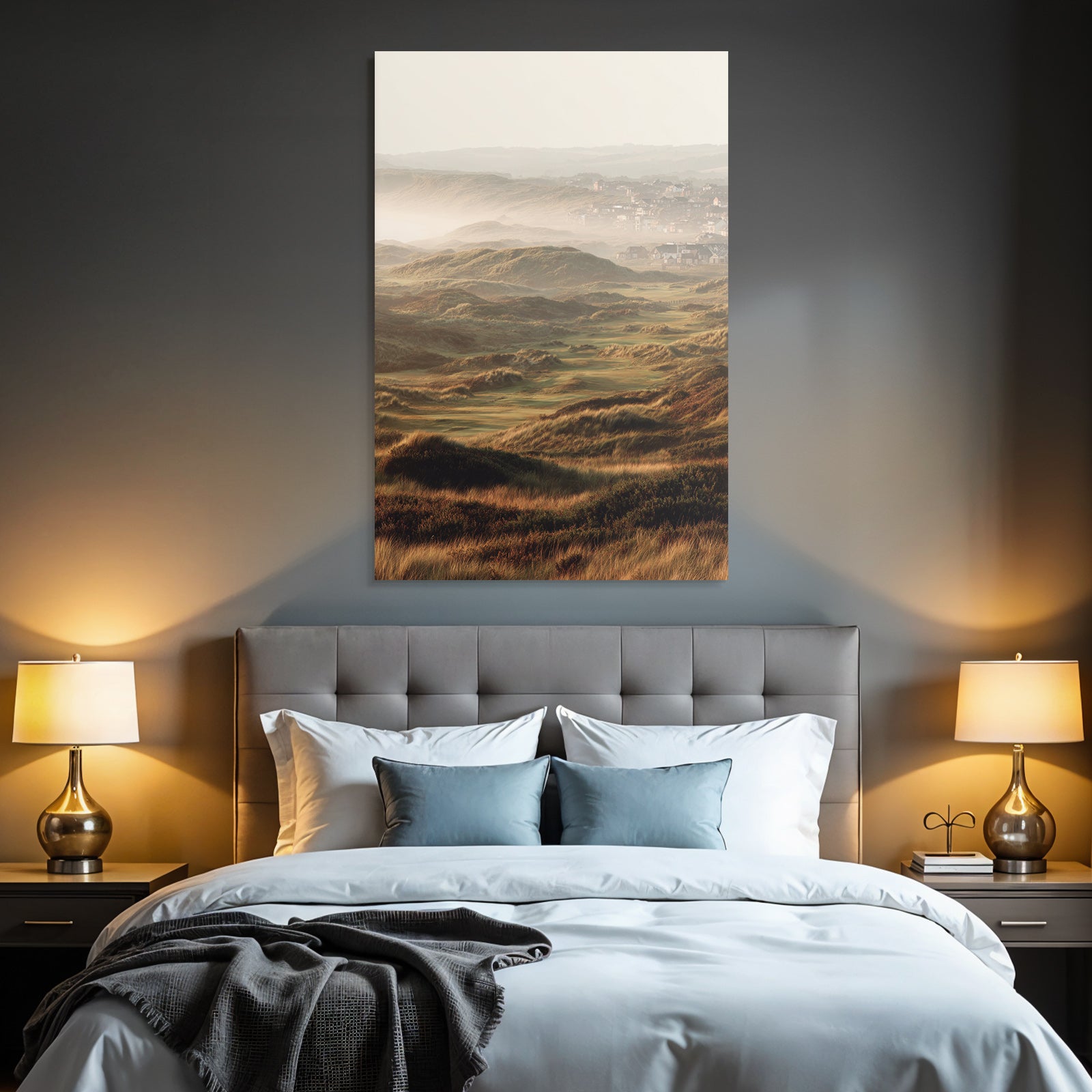 Scenic Landscape Rolling Hills Misty Coastal Area Dawn Dusk | Duenen und Heide | Landschaften