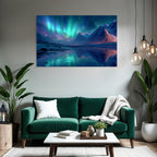 Polarlicht Nordlichter Und Gebirgen Im Nachtlandschaft | Fjorde und Gletscher | Landschaften