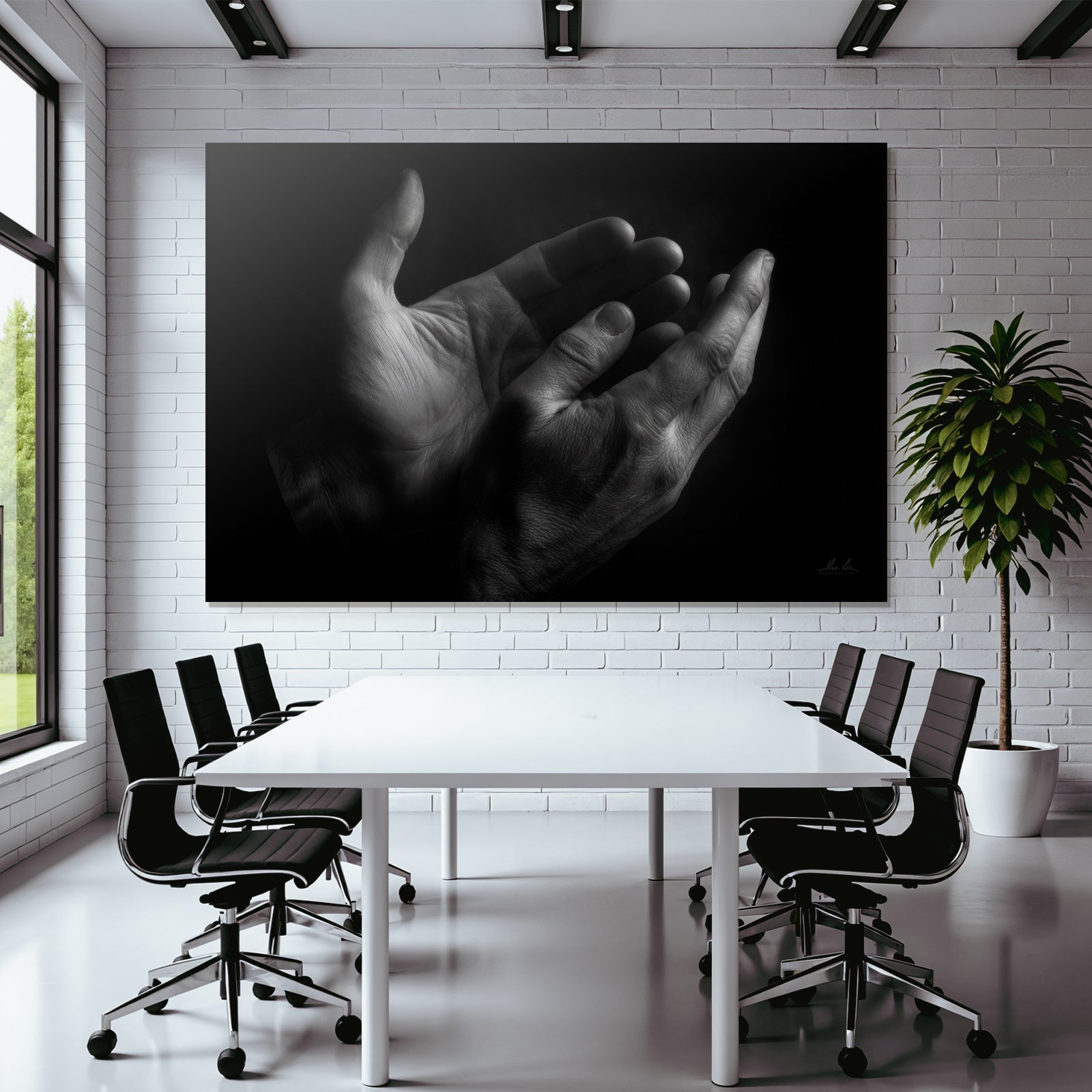 Offene Hände Kunstwerk Schwarz Weiss Dramatisch | Haende und Gestik | Menschen und Emotionen