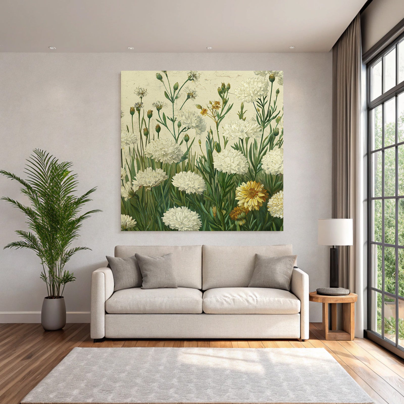 Botanische Illustration Weisse Und Gelbe Auf Vergilbtem Hintergrund
