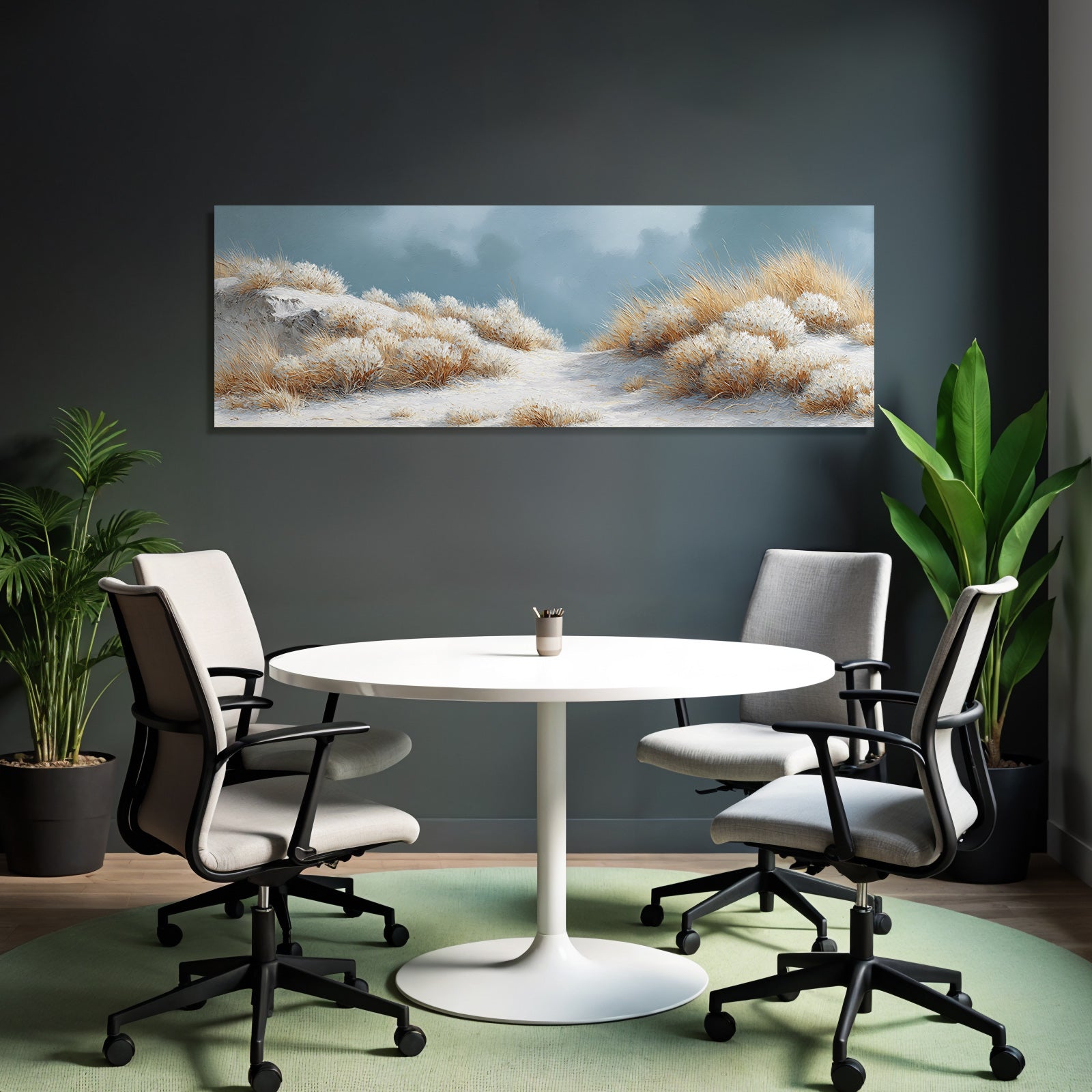 Ruhige Landschaft Impressionistisch Malerei Sandy Terrain Blaür Himmel | Duenen und Heide | Landschaften