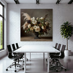 Trocken Retro Flowers Elegante Arrangement In Dunkel Vase Mit Rosen Anemonen Und Grünzeug
