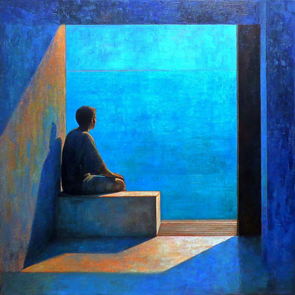 Yoga Meditation Einsame Figuren In Blaüm Raum | Yoga und Meditation | Themen und Hobbys