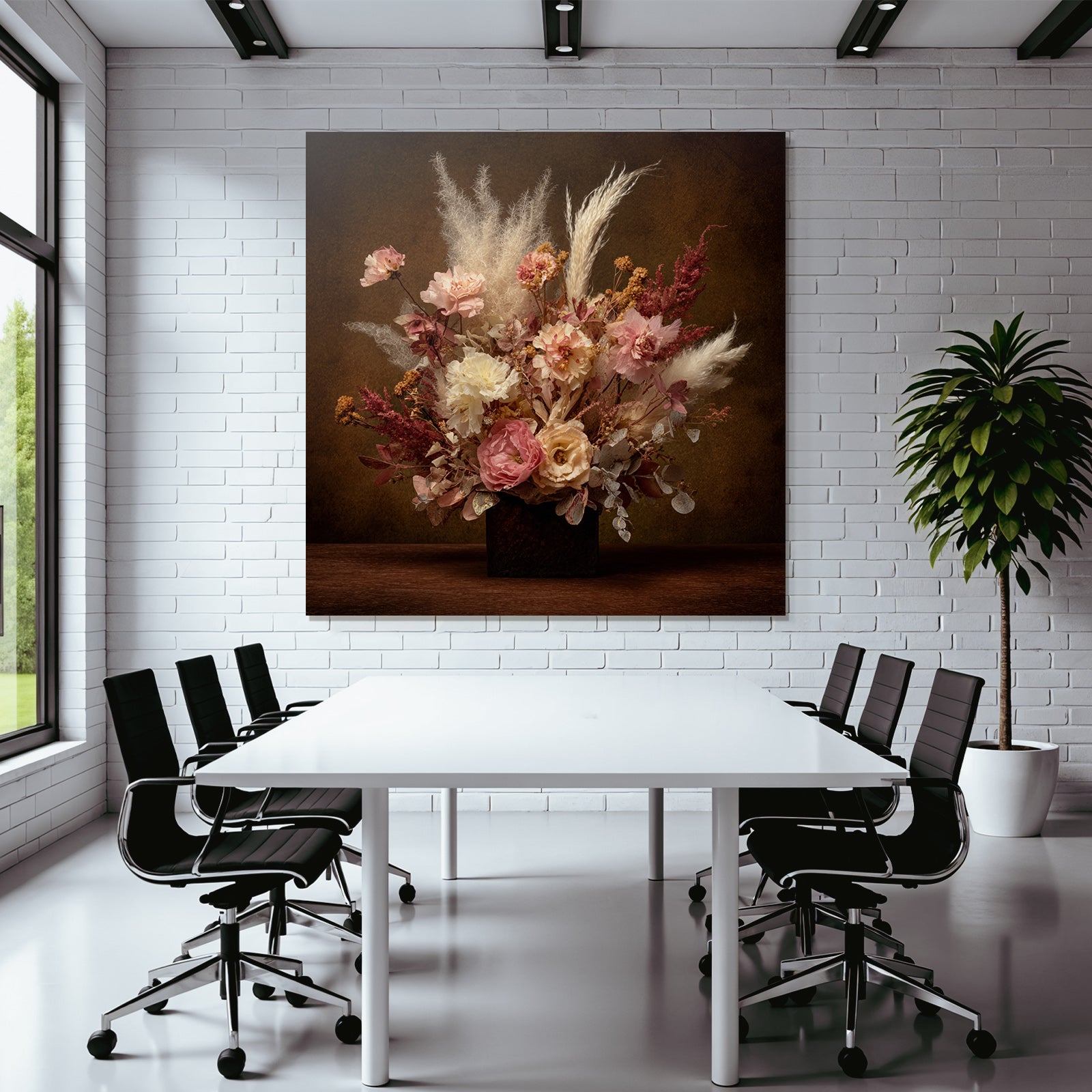 Trocken Retro Flowers Getrocknete In Vase Mit Pampasgras Und Rosen