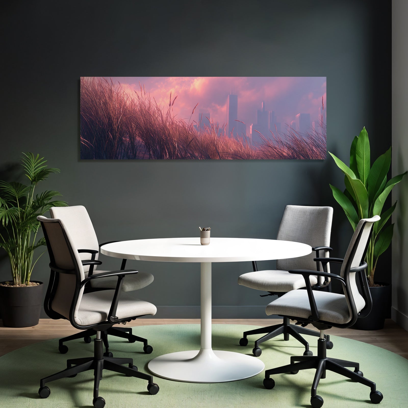 Ruhige Landschaft Grasstadt Skyline Sunset | Duenen und Heide | Landschaften