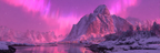 Polarlicht Winterlandschaft Nordlichter Verschneite Berge Beruhigender Wasser Fluss | Fjorde und Gletscher | Landschaften