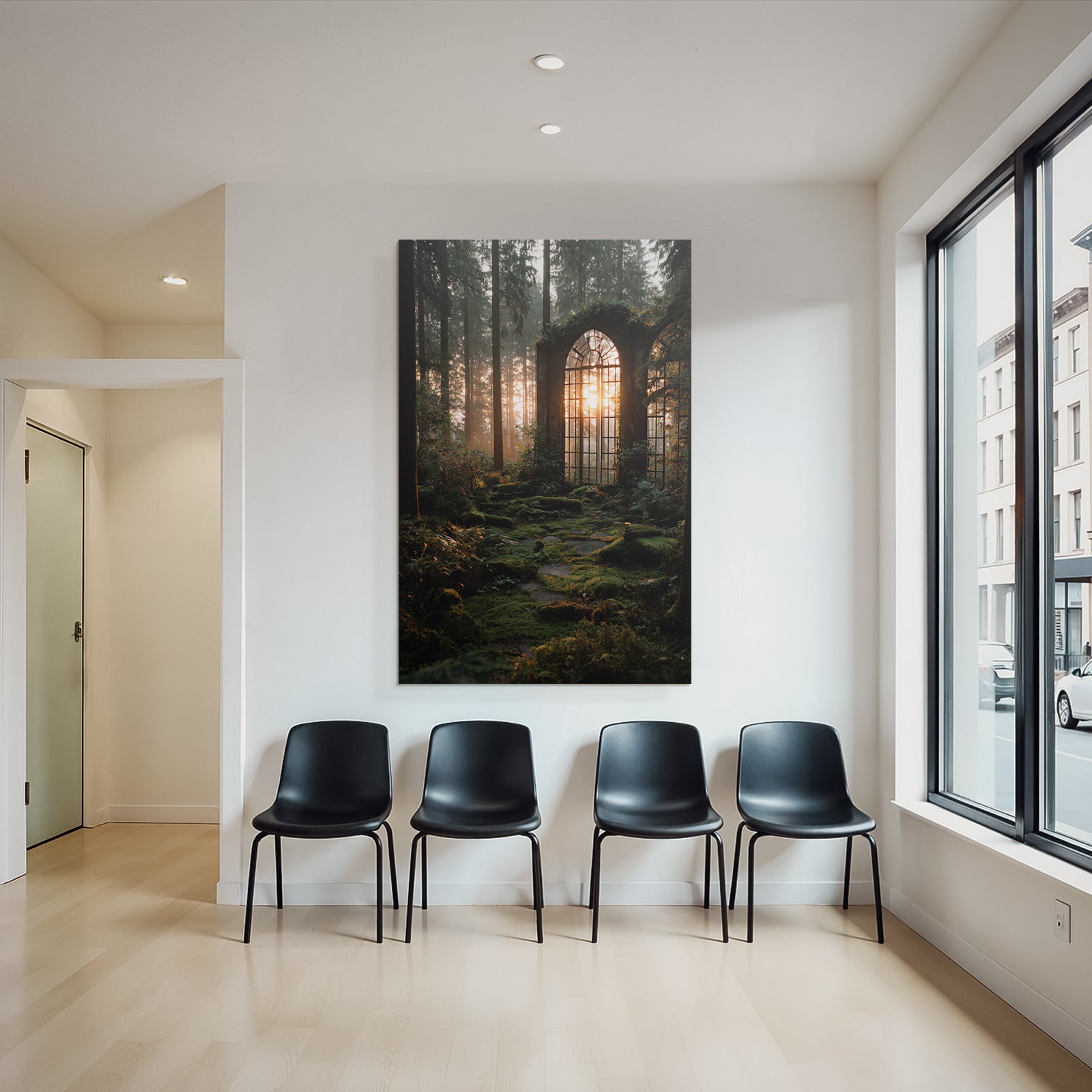 Verlassene Waldszene Mit Gebrochenem Fenster Und Moos Bewachsenen Steinen | Lost Places | Architektur