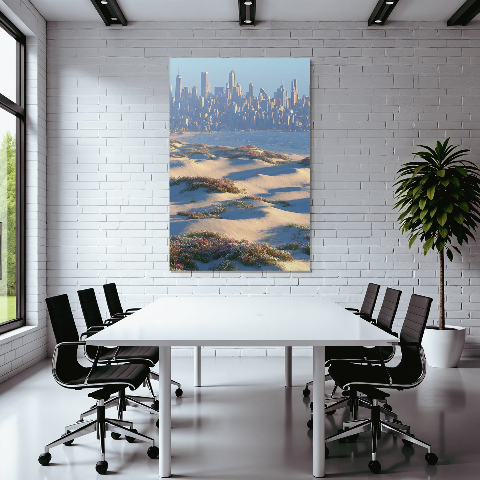 Sanddünen Blumen Stadt Skyline Küste | Duenen und Heide | Landschaften