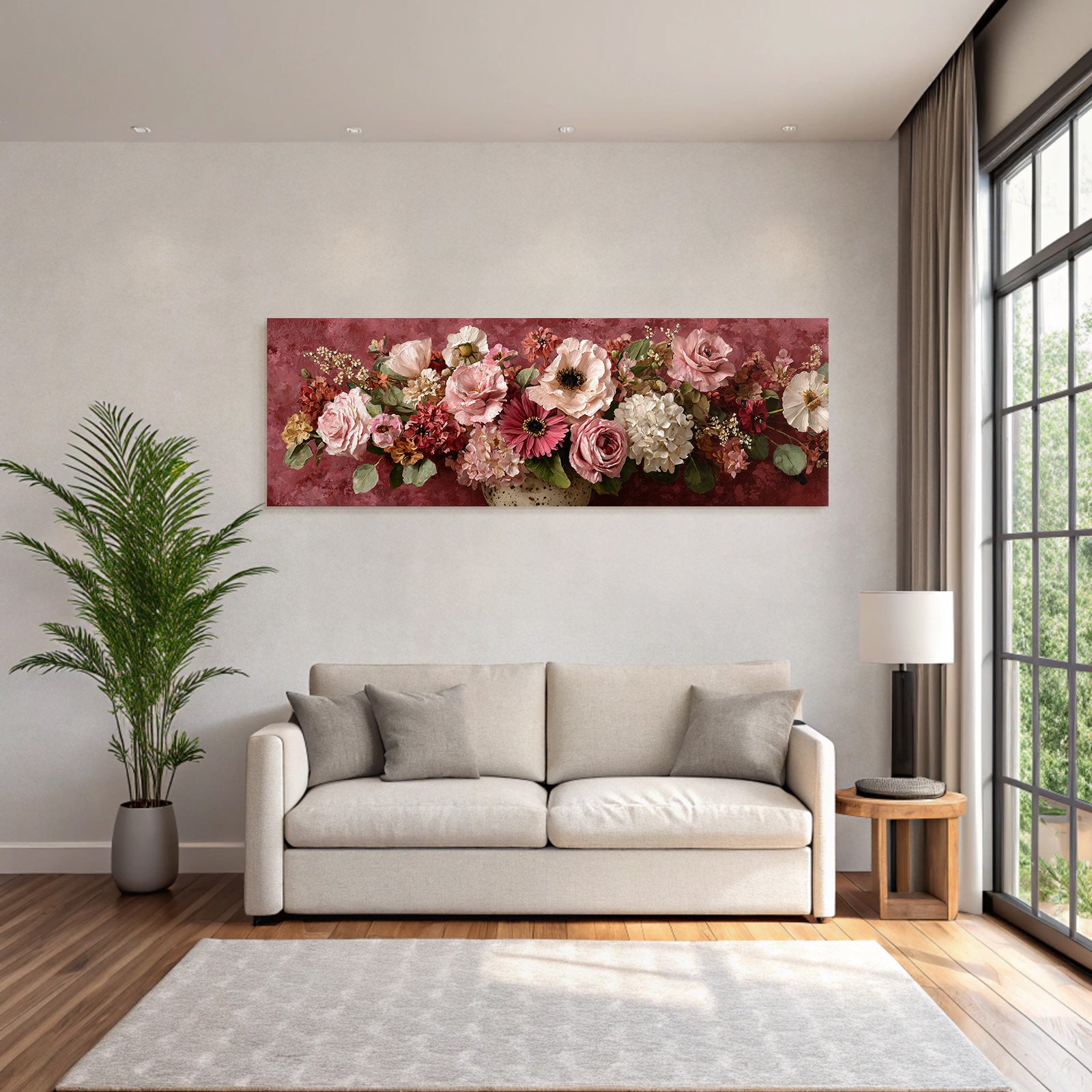 Trocken Retro Flowers Strauss Rot Weiss Rosa Kunstwerk