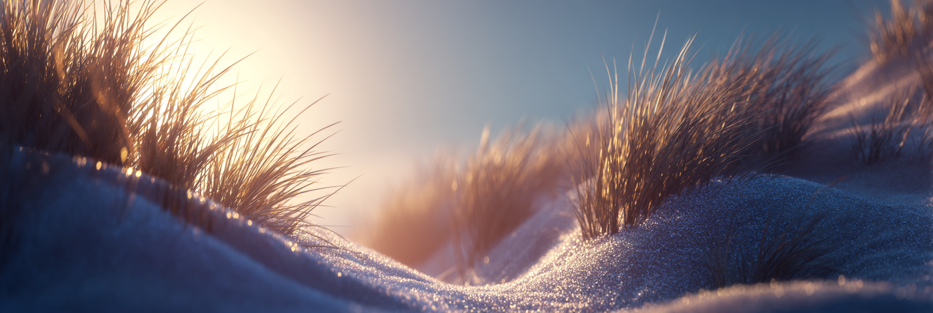 Grashalme Und Schnee Im Sonnenlicht | Duenen und Heide | Landschaften