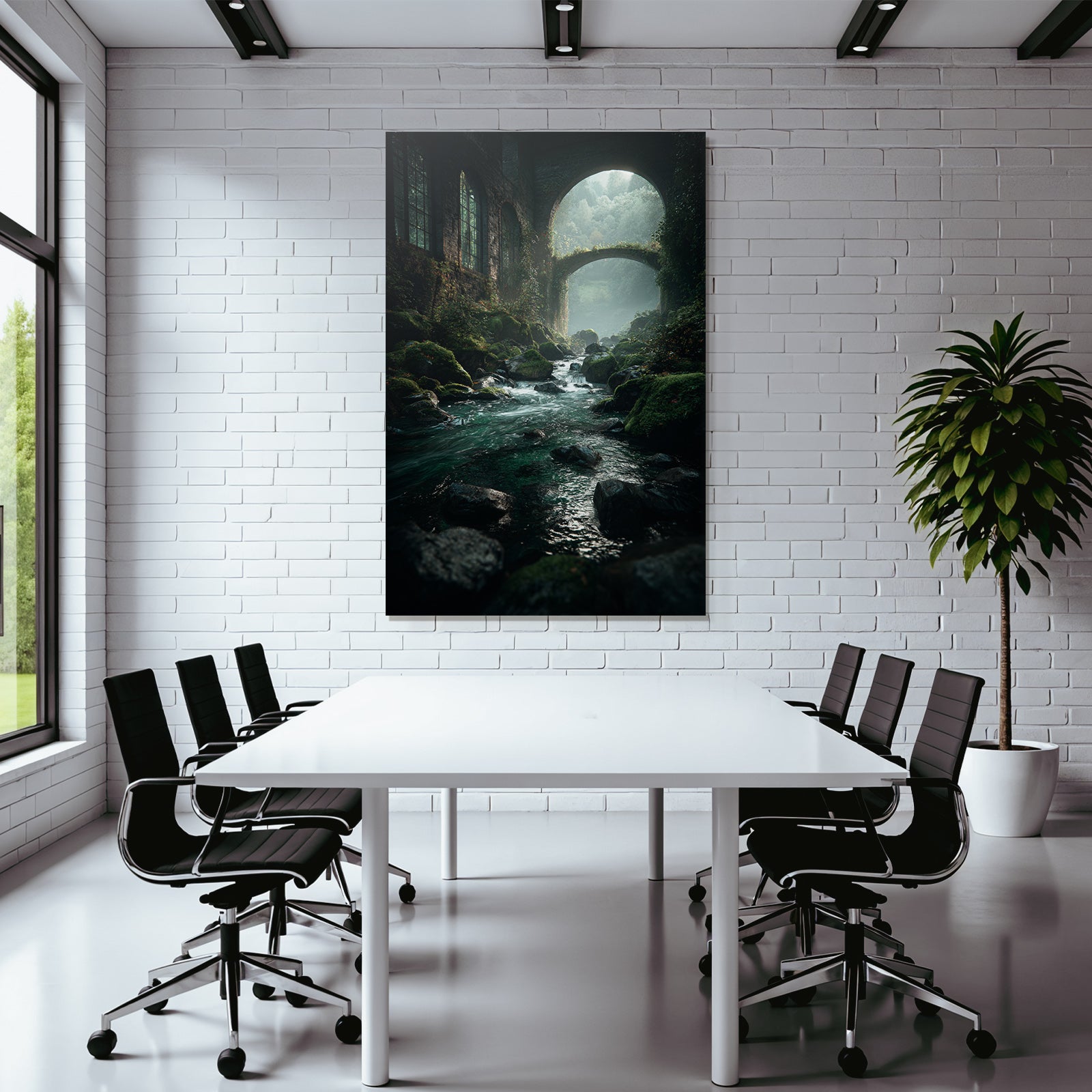 Zauberhafte Landschaft Mit Altsteinstruktur Und Bach Im Nebel | Lost Places | Architektur