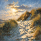 Sandiger Weg Mit Gras Unter Einem Himmel Mit Wolken | Duenen und Heide | Landschaften