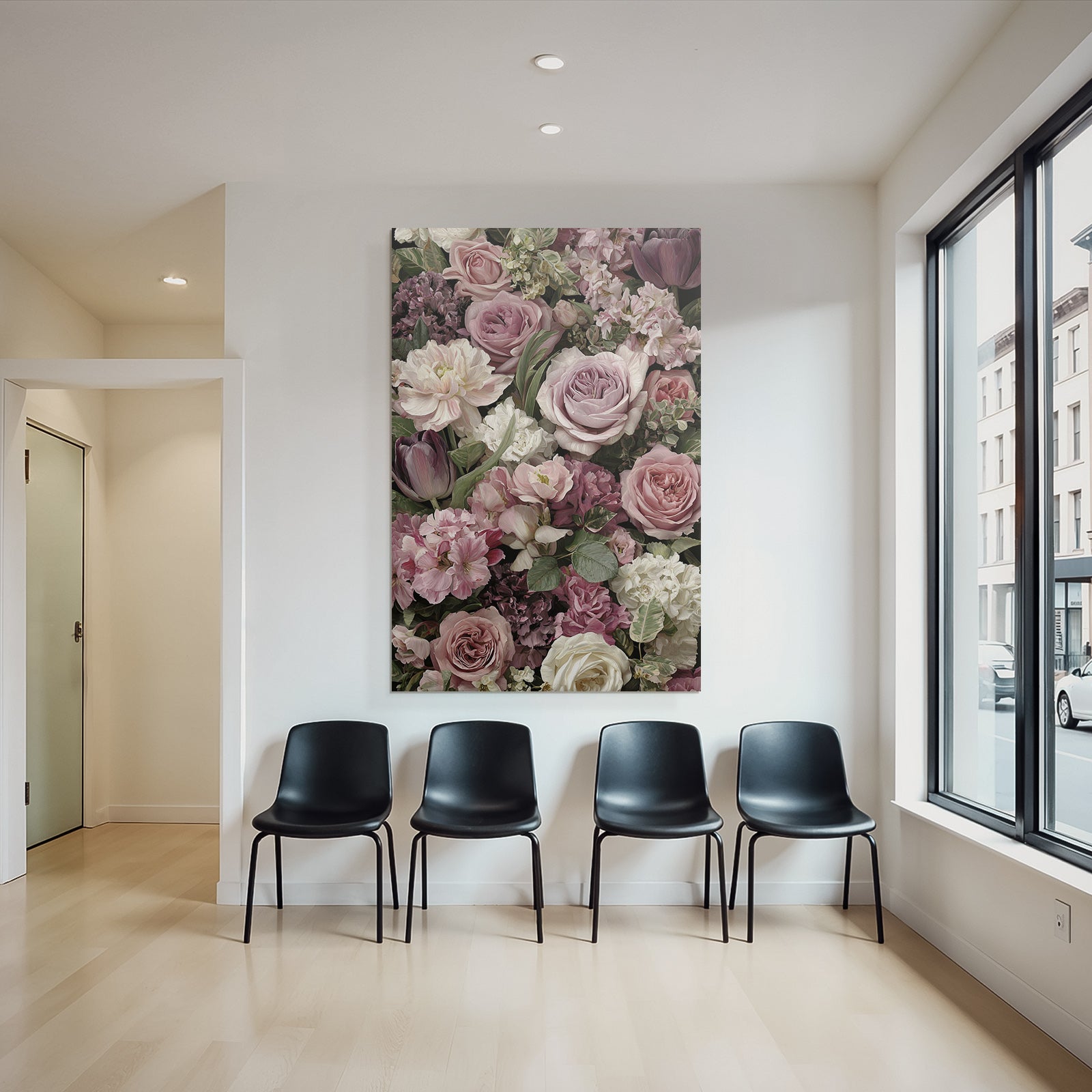 Arrangement In Pink Weiss Und Lila Mit Rosen Und Tulpen