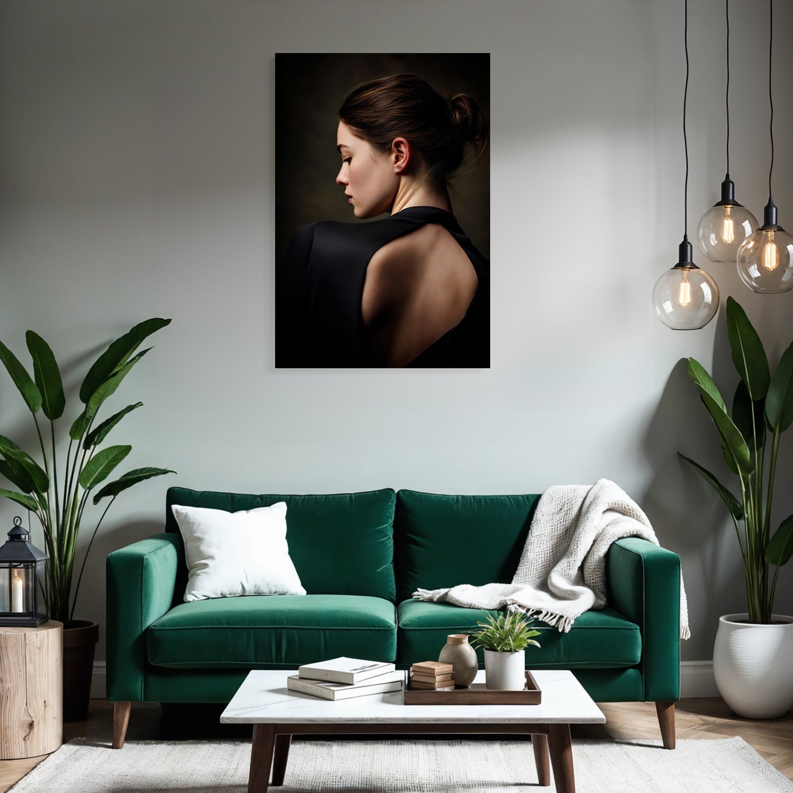 Elegante Porträt Von Hinten Introspektiv Schwarz Grazie | Aktkunst und Sinnlichkeit | Menschen und Emotionen