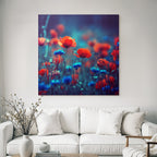 Sommerwiese Mit Roten Mohn Und Blaün Korn