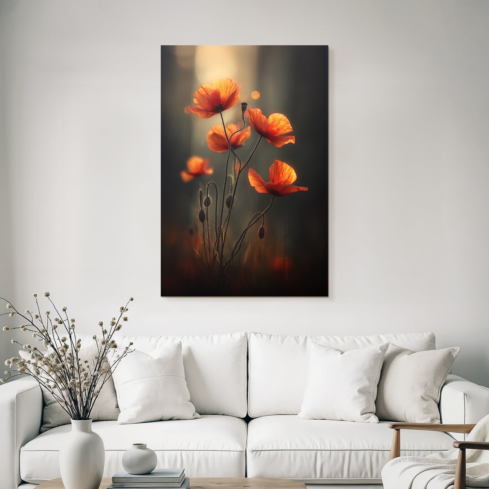Sanfte Orange Mohn Vor Weichem Hintergrund