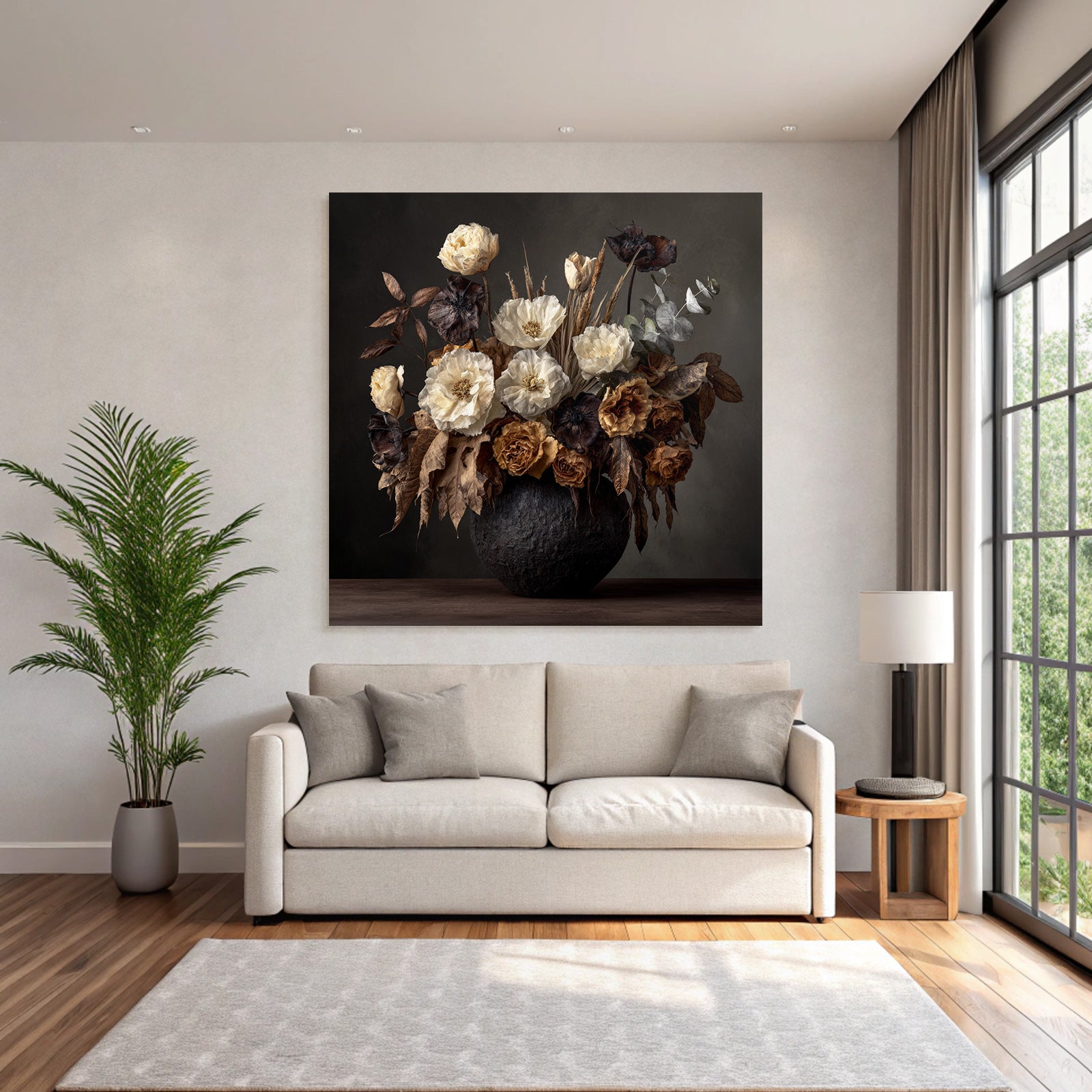 Trocken Retro Flowers Kreative Anordnung Getrockneter Und Blätter In Vase