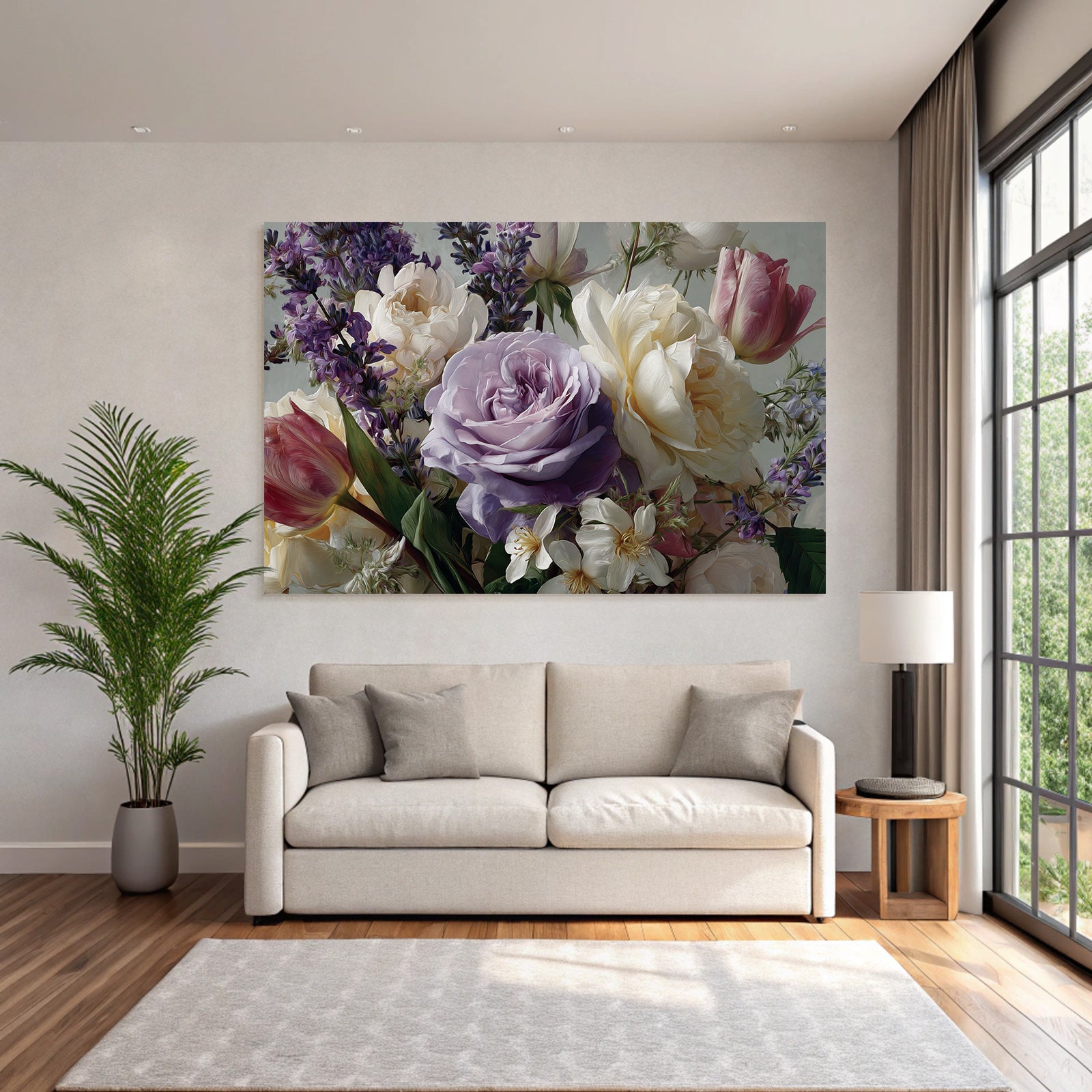 Florales Gemälde Mit Rosen Tulpen Und Frühlingsblüten