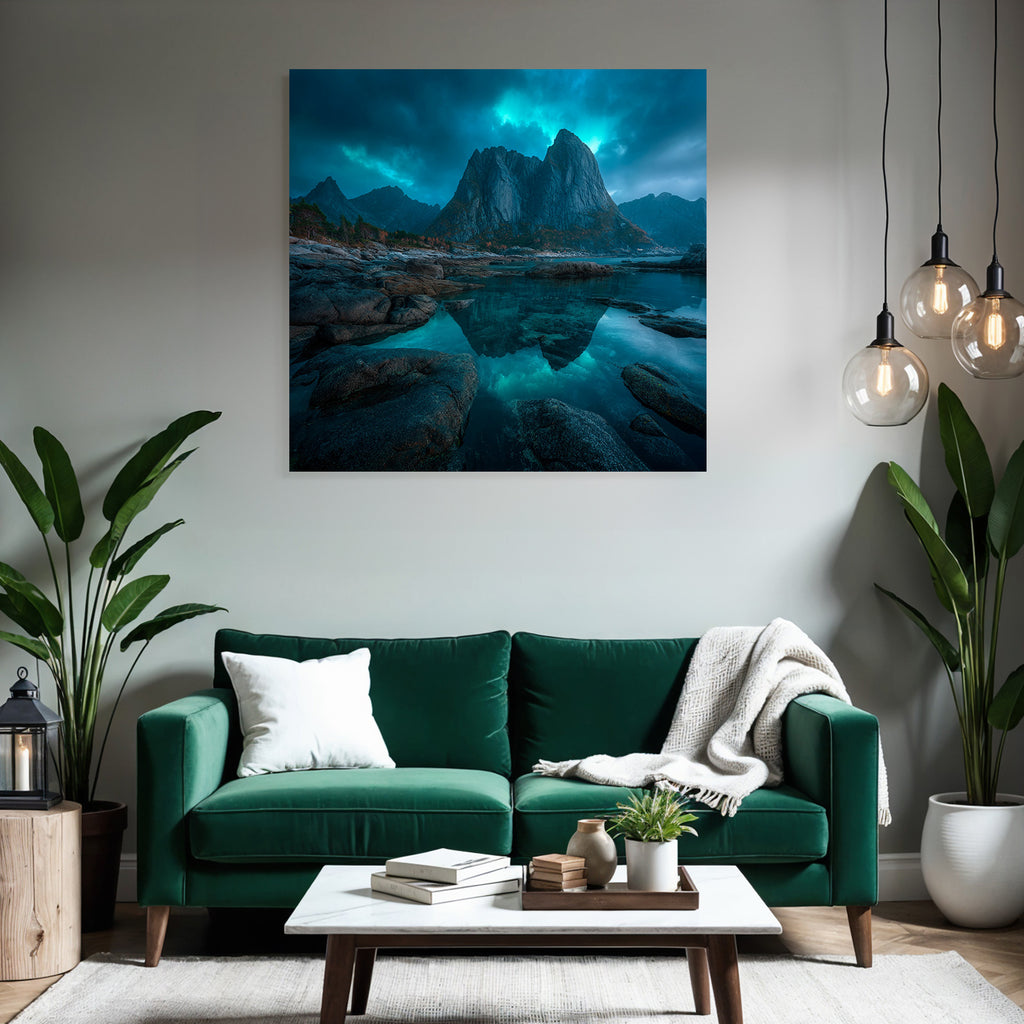 Polarlicht Dramatische Landlandschaft Mit Bergen Reflection Twilight Stimmung | Fjorde und Gletscher | Landschaften