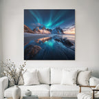 Polarlicht Nordlich Landschaft Mit Aurora Borealis Am Ufer | Fjorde und Gletscher | Landschaften