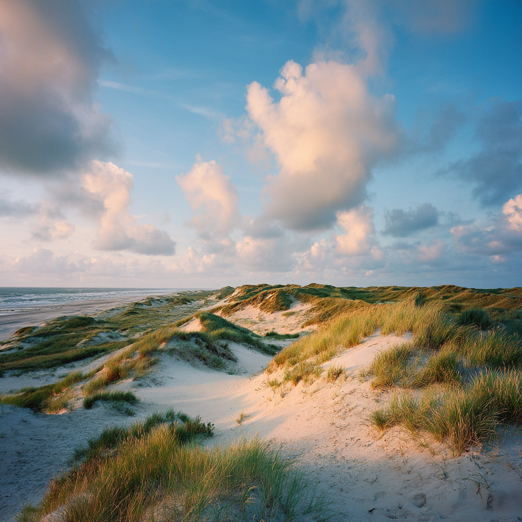 Ruhige Landschaft Sanddünen Mit Gras Und Meer Himmel | Duenen und Heide | Landschaften