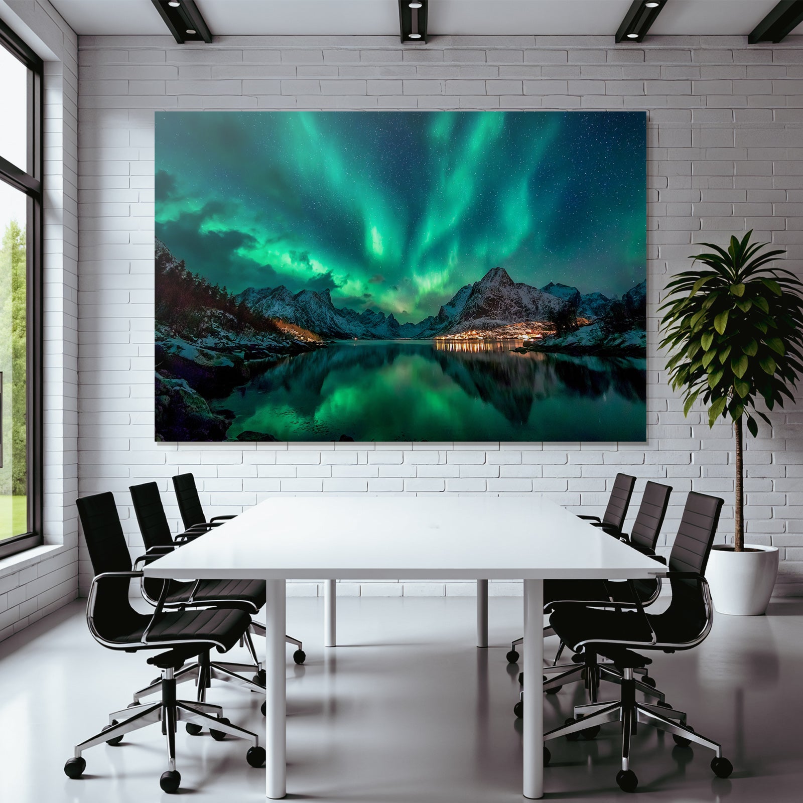 Polarlicht Nordlichter Bergreise Und Sternenhimmel Reflexion Auf Wasser | Fjorde und Gletscher | Landschaften